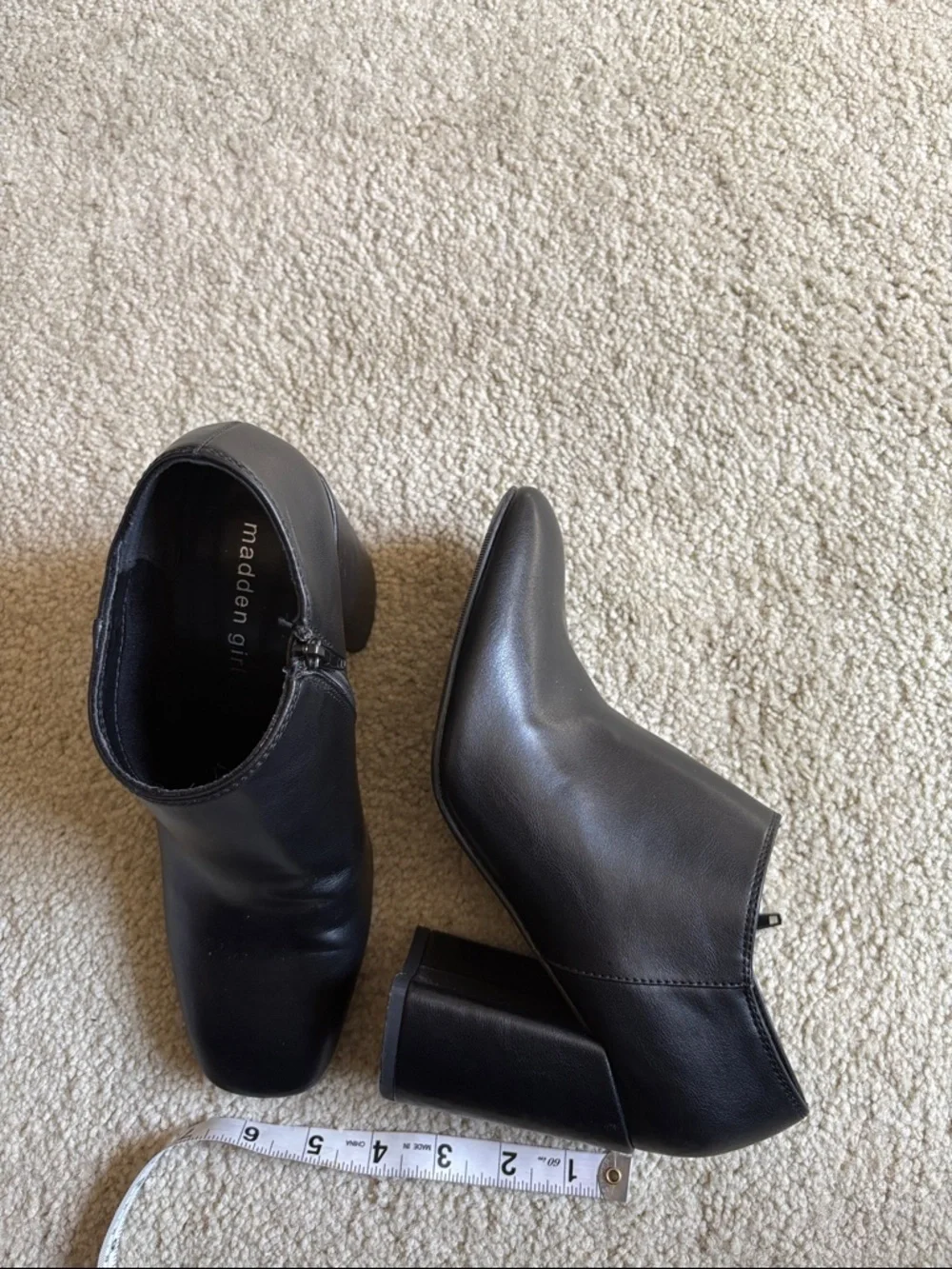 Madden Girl “Whittley” Black Faux Leather  Side Zip Ankle Booties-Size 8